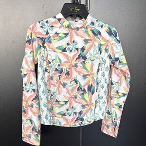 Jessica Simpson UPF 50+ ultraviolet protection,long sleeve,high neck,floral